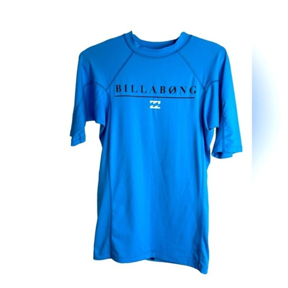 Billabong Mens Rash Guard Shirt Blue Medium Nylon/Spandex Built To Submerge